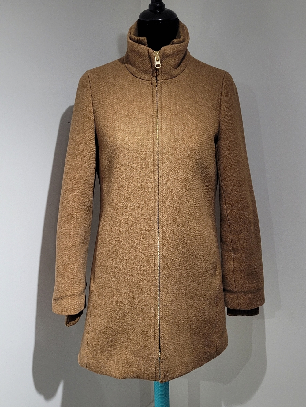 J. Crew Women's Wool Blend Italian Stadium Cloth Nello Gori Cocoon Coat 4 Camel